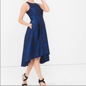 WHBM Jacquard Blue High Low Dress